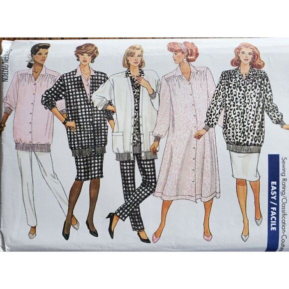 Vintage 80s Butterick Pattern 5914 Uncut Maternity Top Cardigan Dress 8 10 12 - Picture 1 of 3
